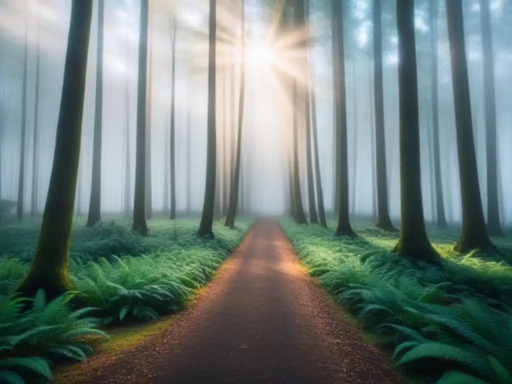 Un bosque verde exuberante iluminado por el sol, resaltando la belleza de la naturaleza