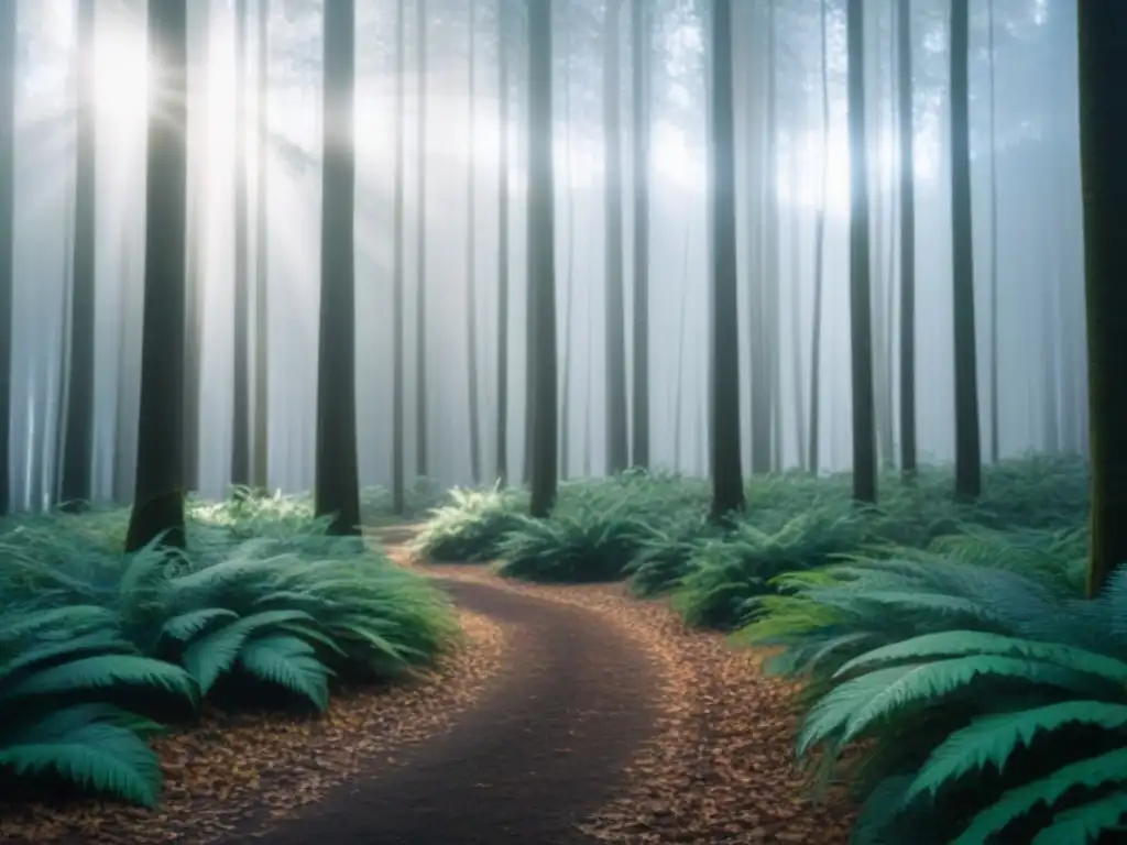 Un bosque verde exuberante iluminado por el sol, reflejando la armonía y tranquilidad de la naturaleza