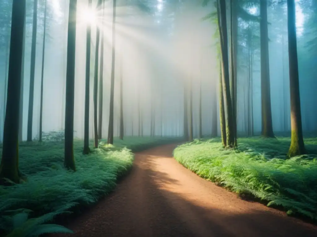 Un bosque verde exuberante iluminado por el sol, muestra la importancia de la cultura sostenible y el cuidado del medio ambiente