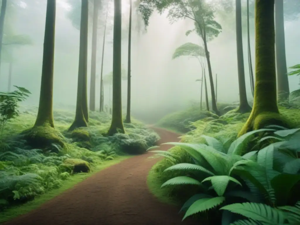 Un bosque verde exuberante con vida silvestre integrada en armonía