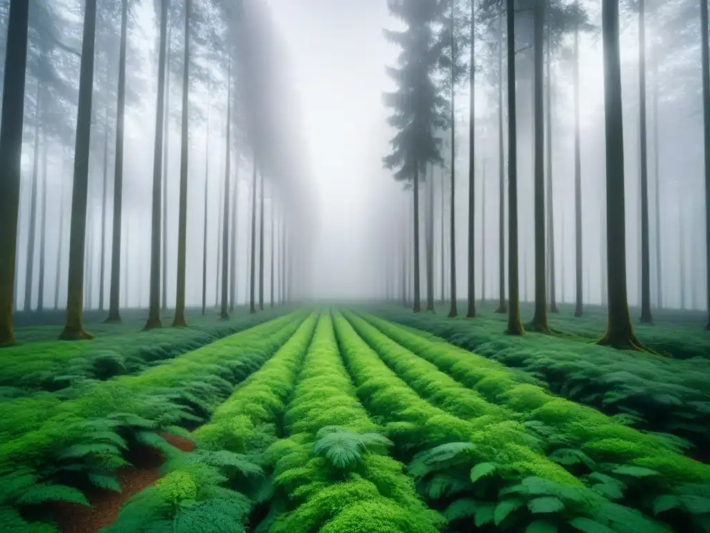Un bosque verde exuberante con vida silvestre vibrante, reflejando la armonía de un entorno natural