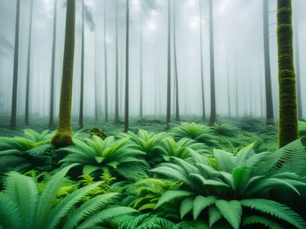 Un bosque verde exuberante con vida silvestre, reflejando la armonía entre naturaleza y vida silvestre en un ecosistema sostenible