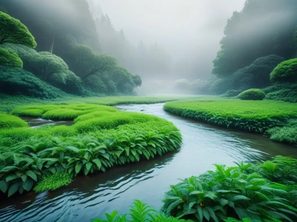 Un bosque verde exuberante con vida animal en armonía