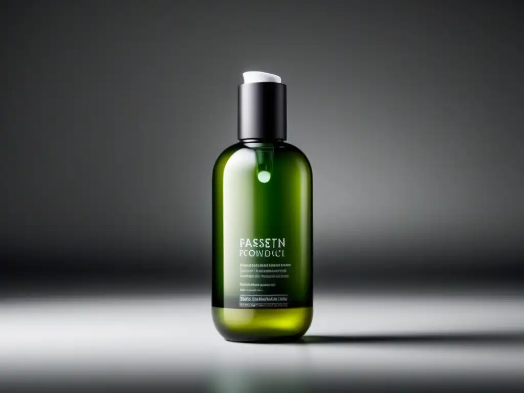 Botella de cosmética ecolujo en material sustentable, diseño elegante con iluminación natural