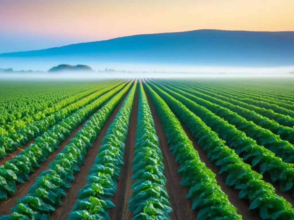 Campo fértil y colorido, símbolo de abundancia y sostenibilidad en la producción de alimentos