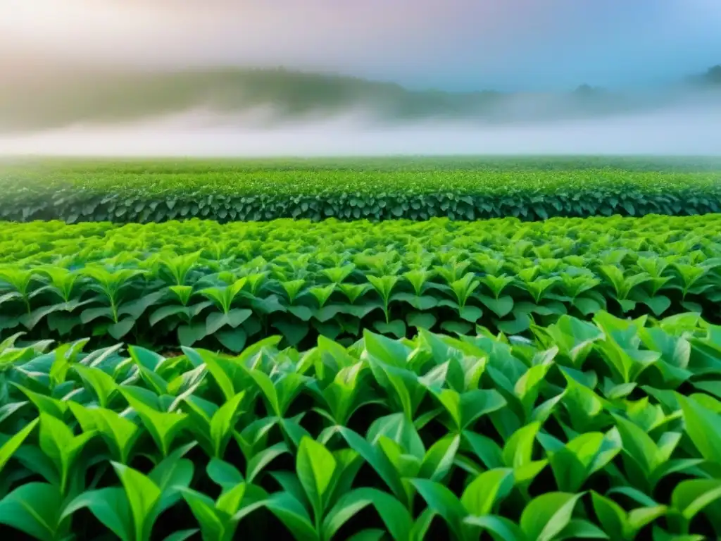 Un campo verde exuberante mostrando la abundancia de proteínas vegetales eco-friendly sostenibles