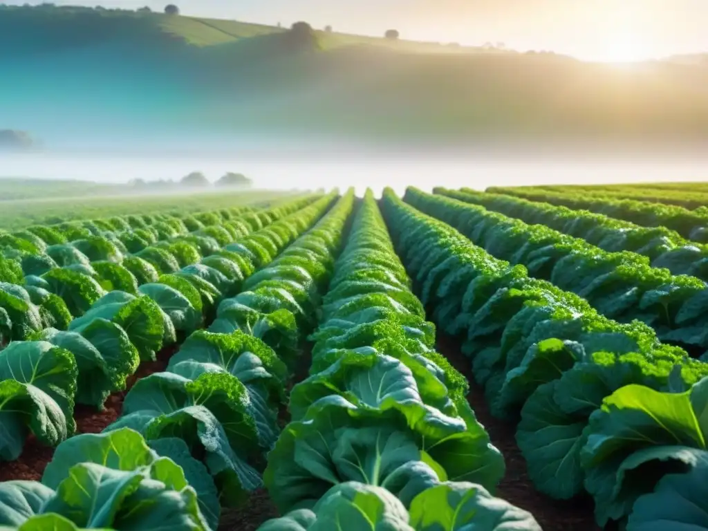 Campo verde exuberante con superalimentos orgánicos brillantes, beneficios superalimentos ecológicos sostenibles