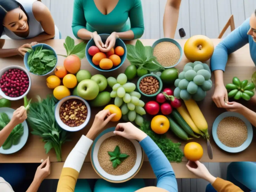 Celebración de la diversidad y dieta sostenible con alimentos naturales en armonía