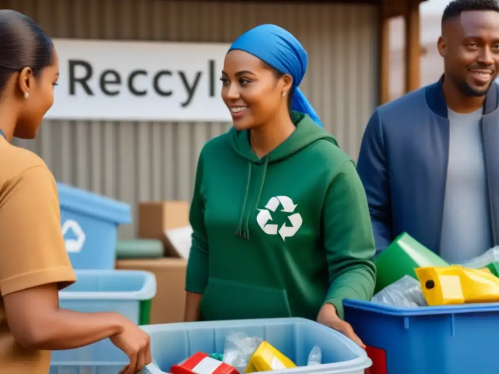 Un centro de reciclaje comunitario donde se fomenta la sostenibilidad y el reciclaje en comunidades pequeñas