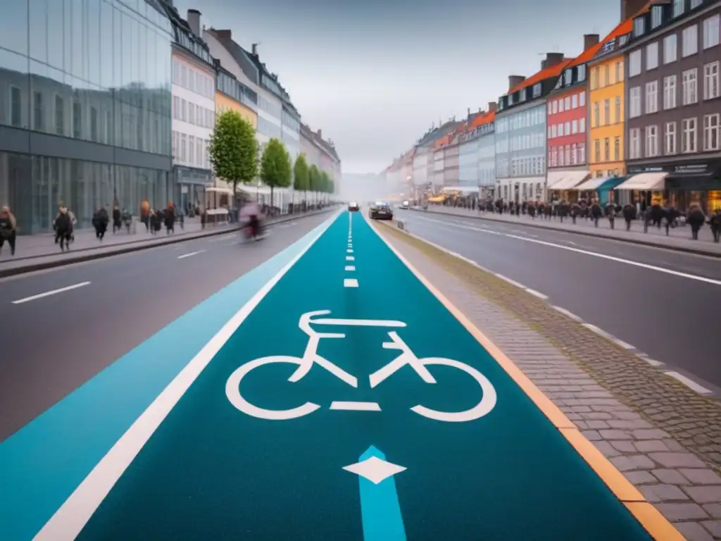 Una vía ciclista futurista en Copenhague, con diseño eco y ciclistas elegantes