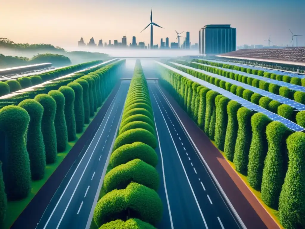 Una ciudad futurista y sostenible con planificación verde desarrollo urbano sostenible, repleta de naturaleza e infraestructuras modernas