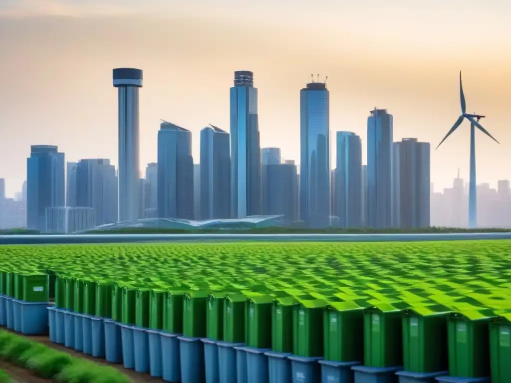 Una ciudad verde vibrante con elementos sostenibles