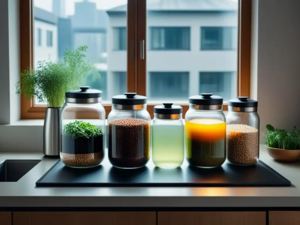 Cocina minimalista con soluciones zero waste para apartamentos pequeños