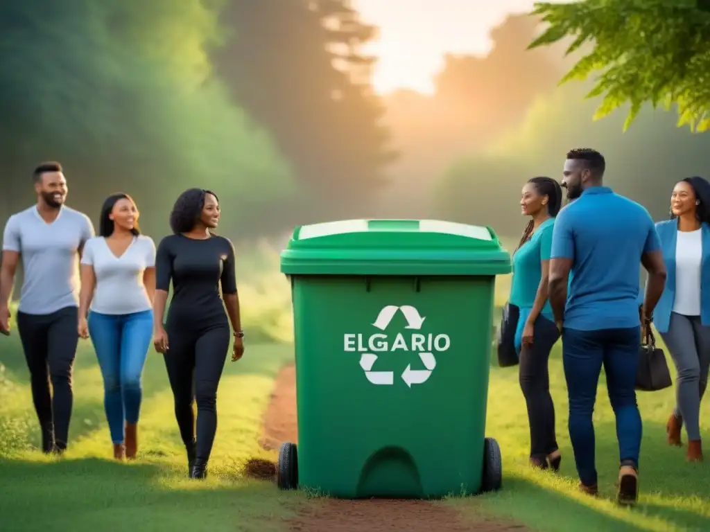 Colaboración de educadores y líderes en reciclaje, en armonía con la naturaleza