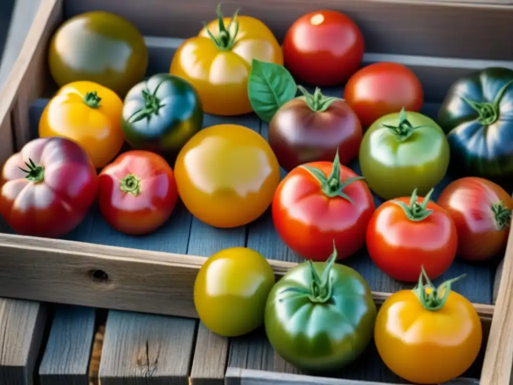 Coloridas variedades de tomates en puesto de mercado agrícola, resaltando la diversidad de compras sostenibles