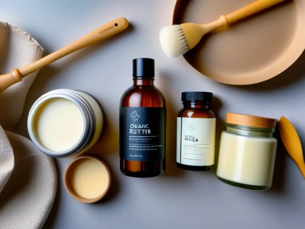 Una composición elegante de recetas cosméticos naturales zero waste, con ingredientes orgánicos y envases ecofriendly