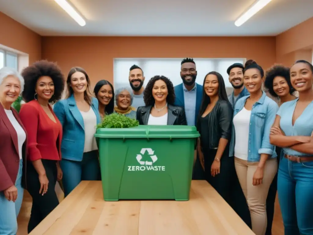 Una comunidad diversa promoviendo un estilo de vida zero waste en un centro comunitario