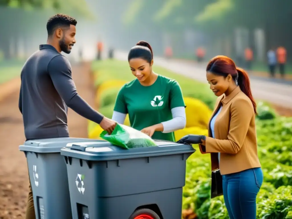 Comunidad unida en campañas educativas reducción residuos sostenibles