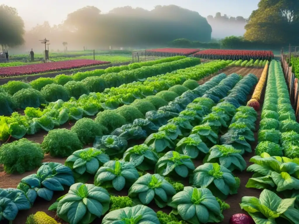 Un jardín comunitario sostenible y colorido bajo la luz del sol, demostrando armonía y zero waste