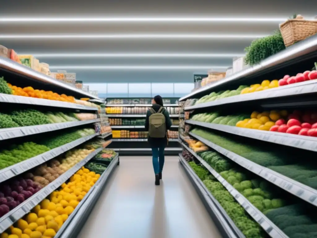 Consumidores eligen productos sostenibles en supermercado eco