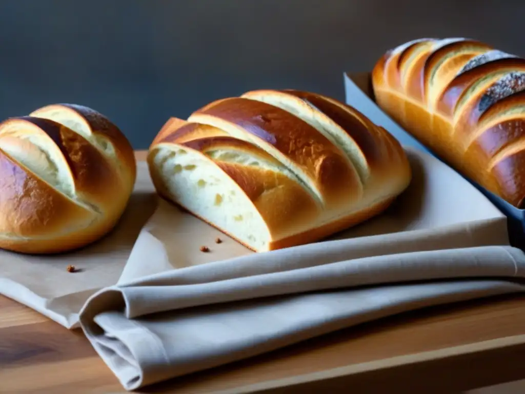 Una deliciosa panadería ecológica zero waste con variedad de panes y bollería recién horneados en una presentación cuidadosa y sostenible