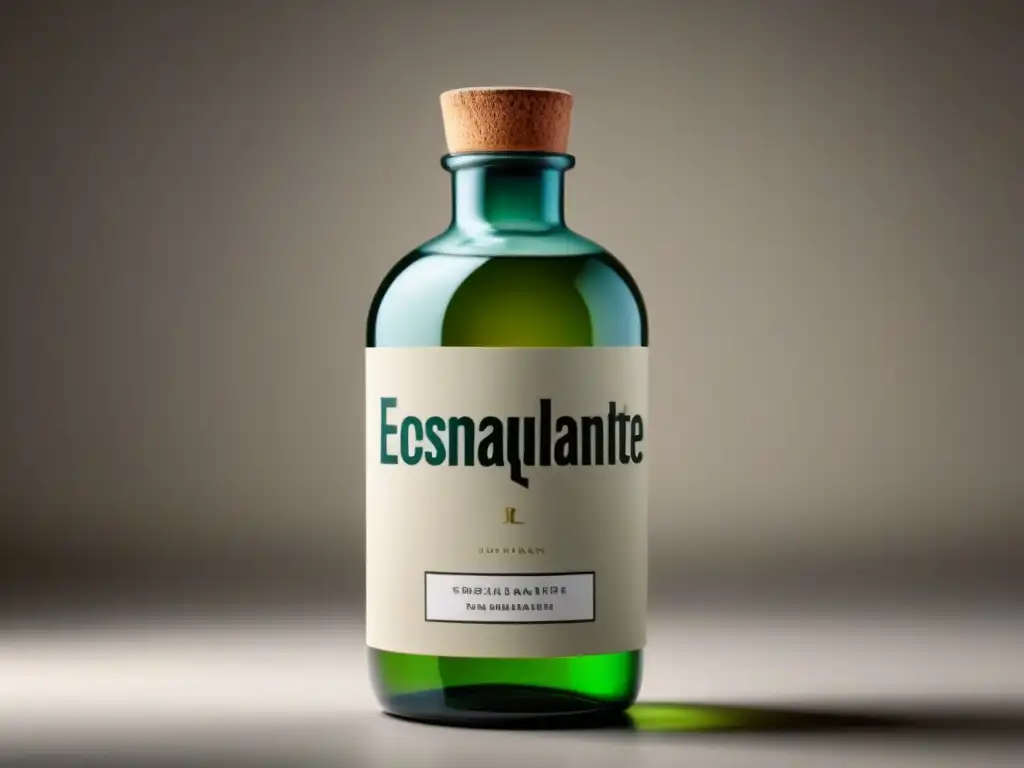 Un desmaquillante ecológico sostenible para piel sensible en una botella de vidrio elegante y minimalista sobre fondo neutro