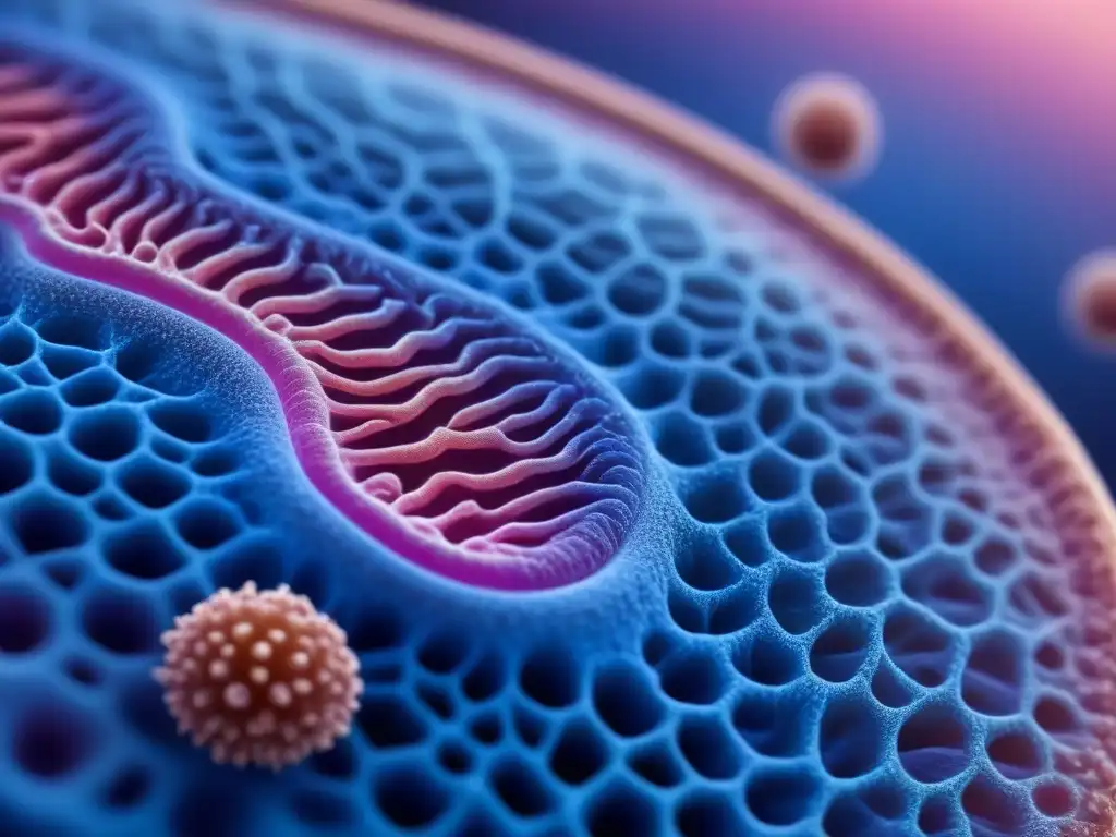 Detallada imagen de microbiota en piel humana, resaltando los beneficios probióticos en cosméticos