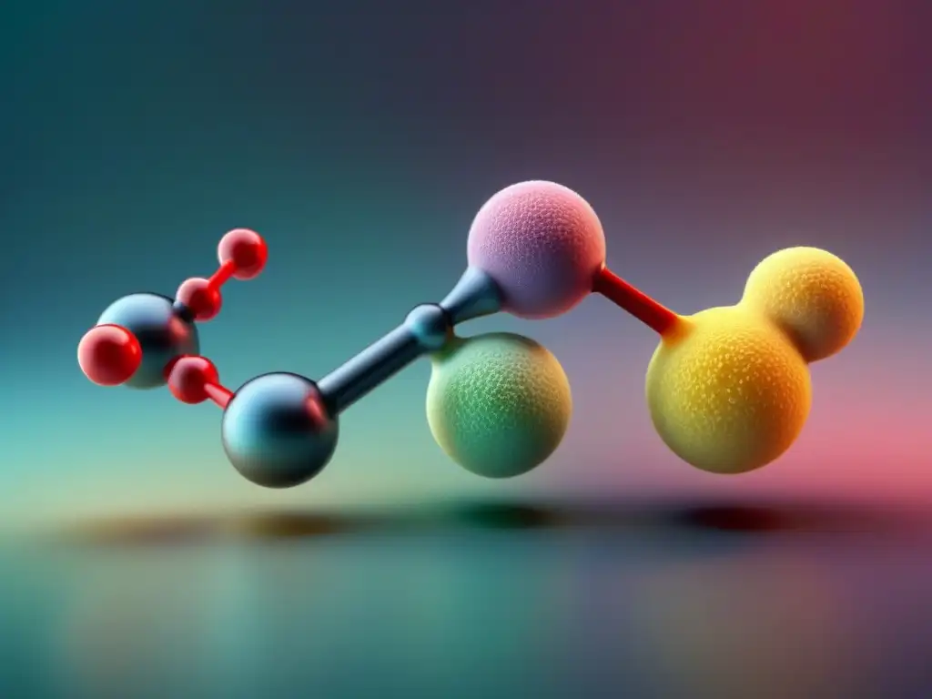 Ilustración detallada y minimalista de la compleja estructura molecular de aditivos en alimentos procesados, transmitiendo su impacto químico