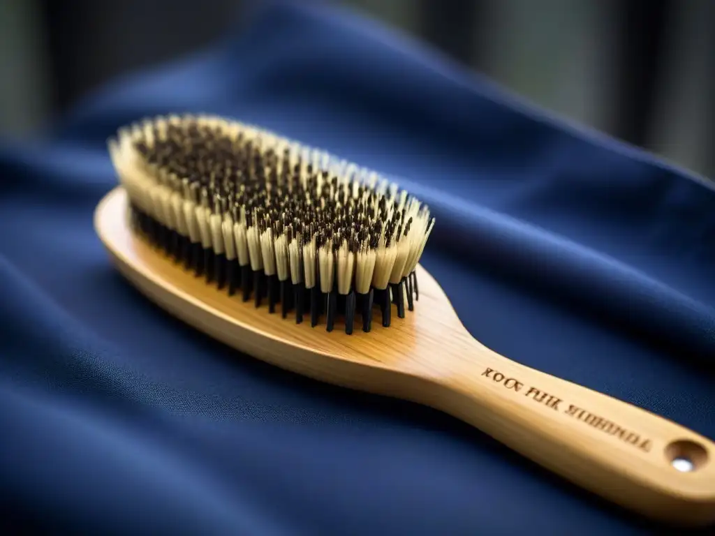 Peine de bambú ecológico: detalle ultradetallado y sostenible Detallado cepillo de pelo de bambú sostenible zero waste, elegante y minimalista