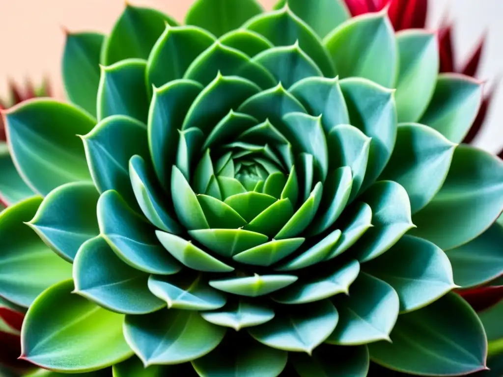 Detalles impresionantes de una suculenta verde exuberante con patrones en espiral, destacando su belleza natural