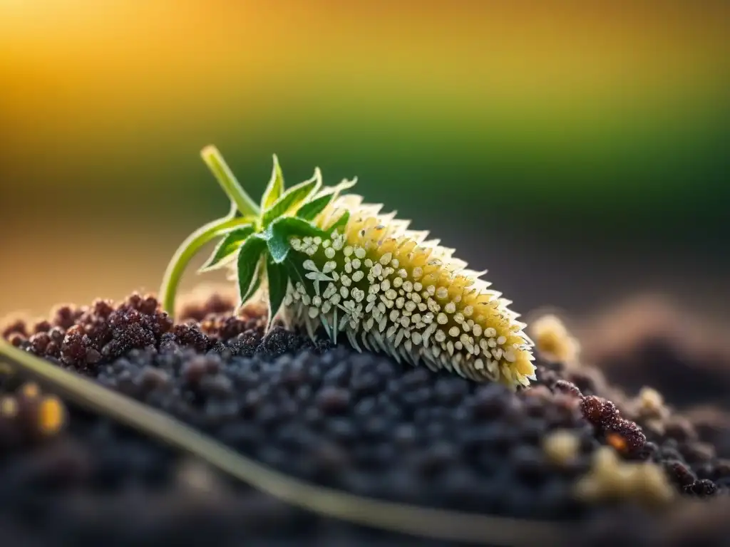 Detalles únicos de una semilla de quinoa en un fondo suave resaltando su textura e color, ideal para recetas quinoa sostenible superalimento