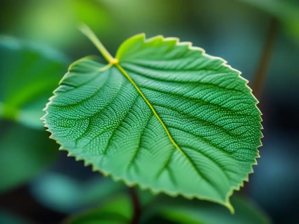 Detalle asombroso de hoja verde: pureza y ecoamigable Detalles vibrantes de una hoja verde fresca, destacando su naturaleza orgánica y ecológica