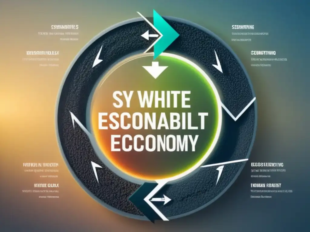 Un diagrama circular blanco simétrico que muestra indicadores de éxito en iniciativas de economía circular