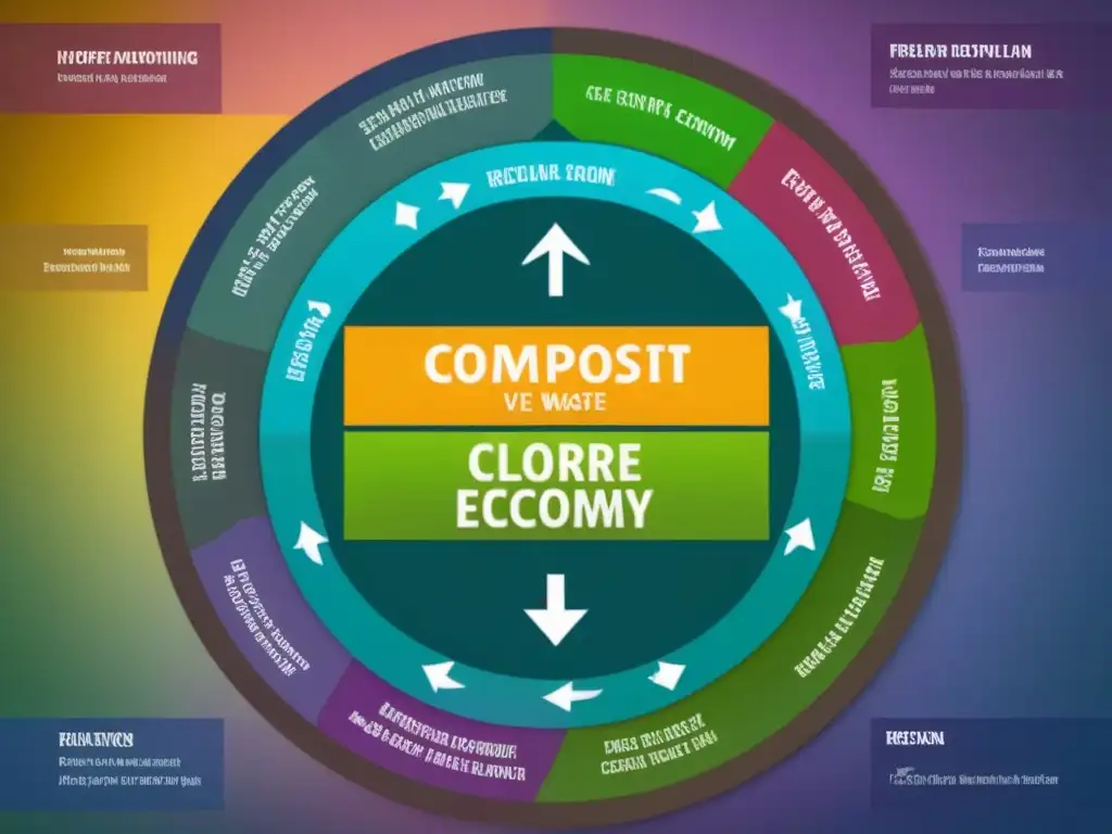 Diagrama circular detallado de la economía sostenible con compostaje en la Comunidad Sostenible