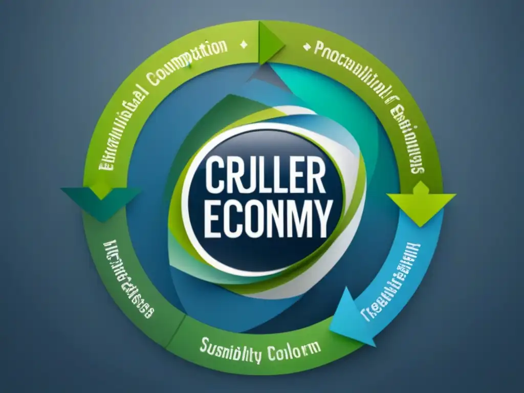 Diagrama circular detallado con elementos de negocio en azules y verdes