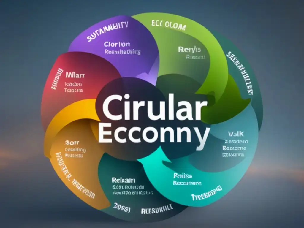 Un diagrama circular detallado y minimalista que muestra el liderazgo circular de Zero Waste Scotland en prácticas sostenibles