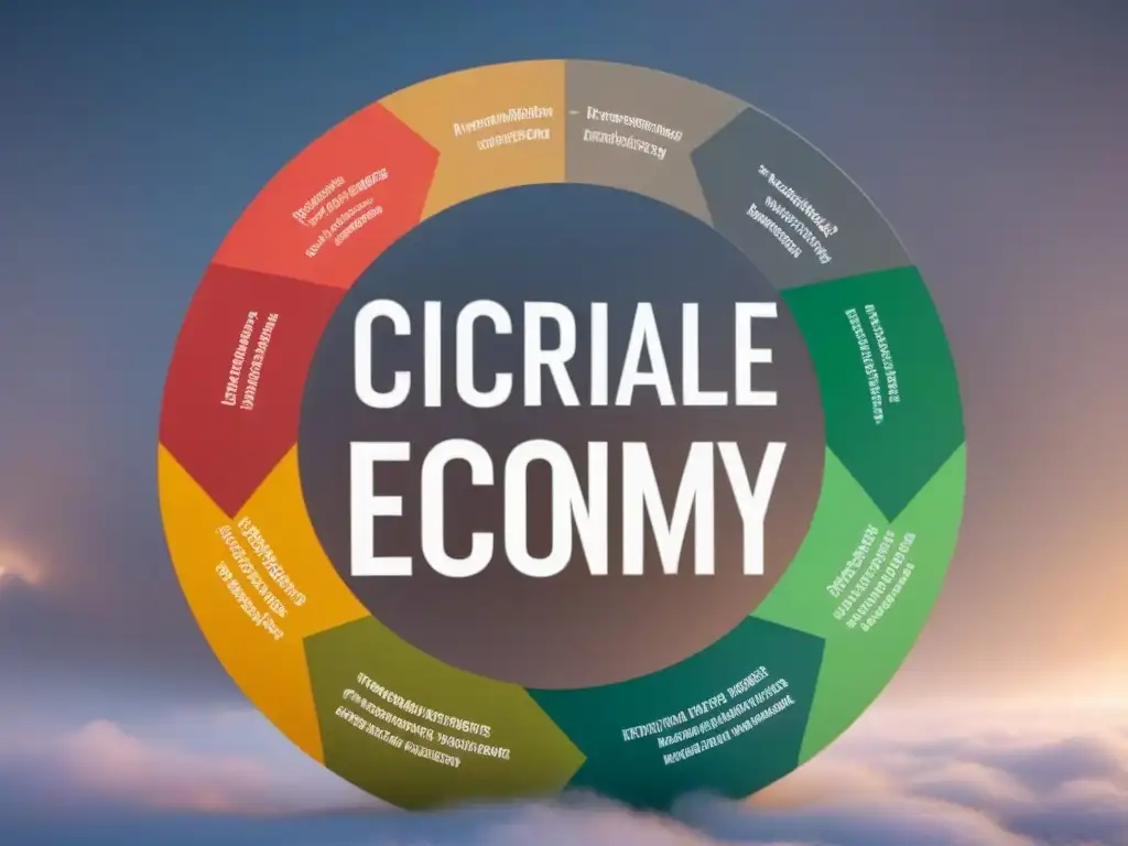 Diagrama de economía circular detallado, conectando modelos sostenibles con loops de reutilización y reciclaje Un diagrama detallado de economía circular, representando la interconexión de Modelos de negocio circulares sostenibles en tonos tierra