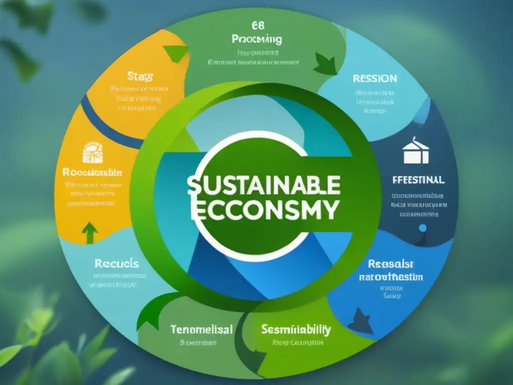 Diagrama detallado y minimalista de la economía circular principios básicos, con recursos reutilizados en bucle sostenible