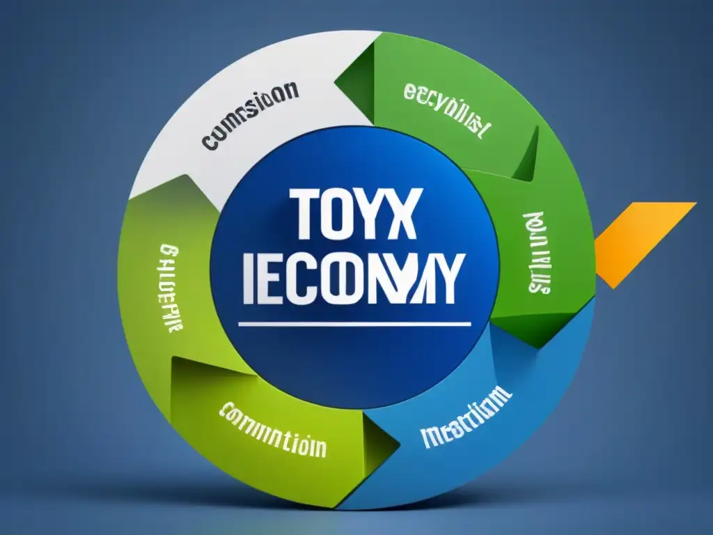 Diagrama detallado en 8k del modelo de economía circular juguetes, con procesos de producción y reciclaje en diseño moderno y minimalista