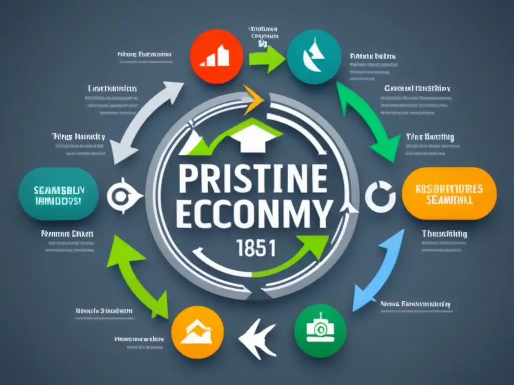 Diagrama de economía circular en blanco inmaculado con industrias integradas en ciclo sostenible