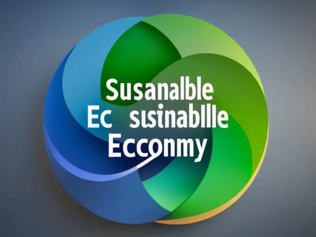 Diagrama de economía circular con diseño de productos sostenibles en tonos verdes, azules y grises