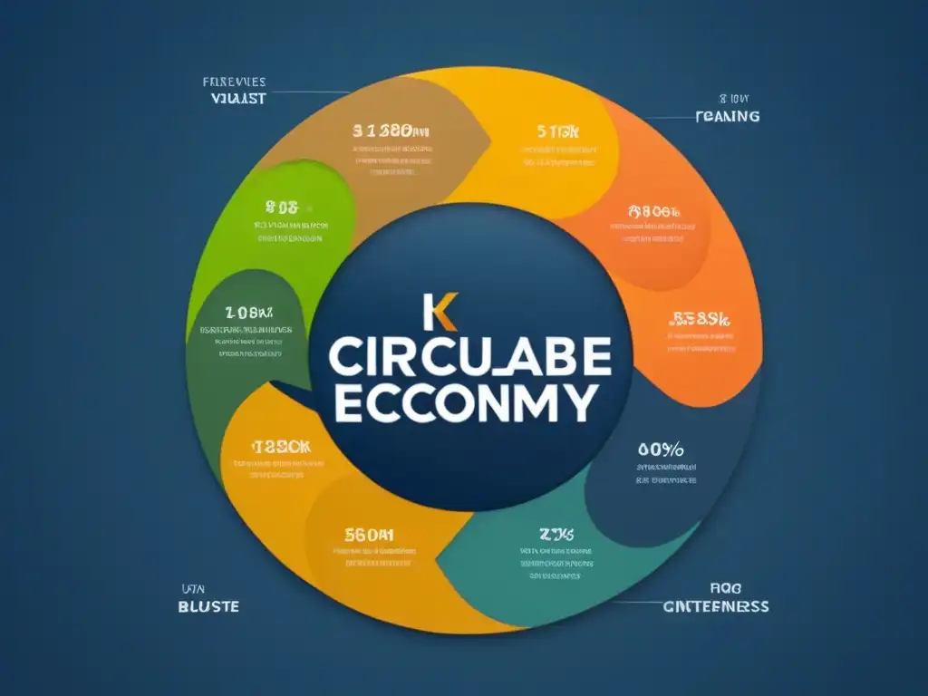 Diagrama de economía circular con financiación para proyectos eco sostenibles en tonos azules y verdes