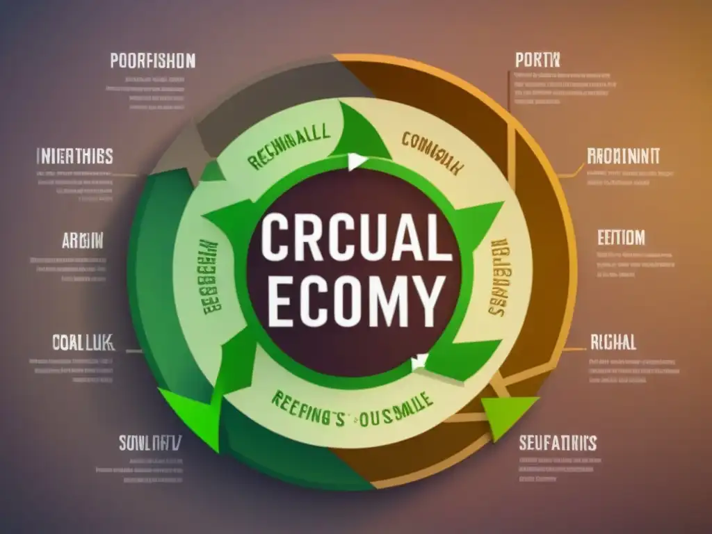 Diagrama de economía circular con indicadores de éxito en tonos tierra, ecoamigable y profesional