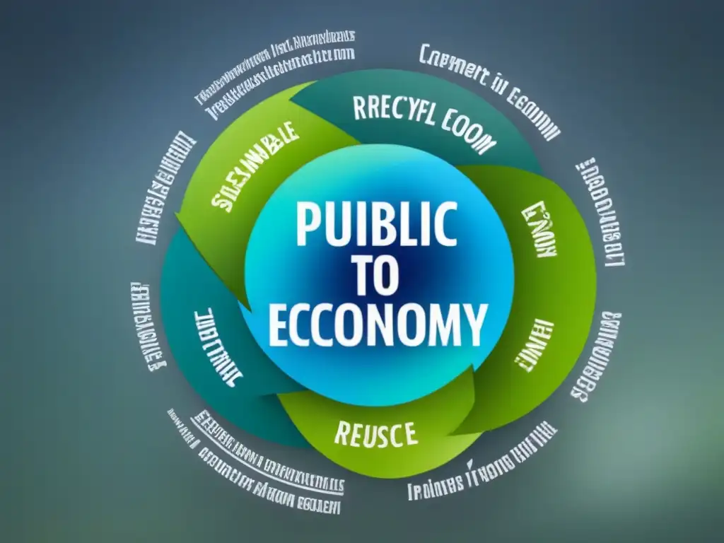 Diagrama de economía circular sostenible con flechas verdes y azules mostrando flujo de recursos