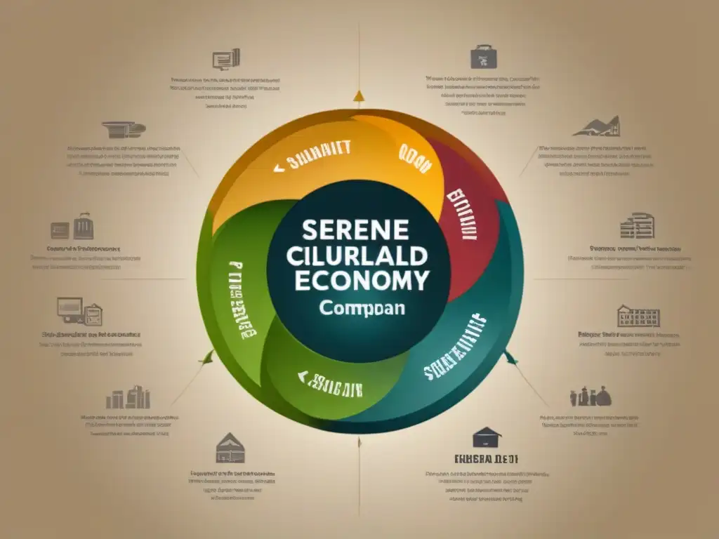 Un diagrama elegante ilustrando la interconexión entre educación y economía circular sostenible