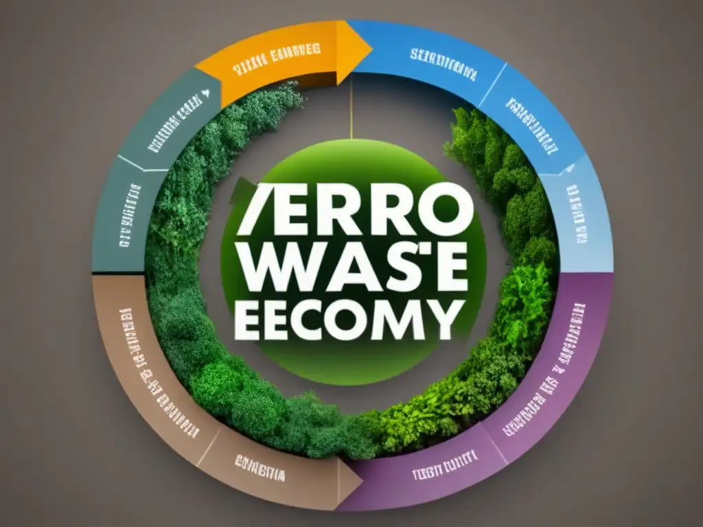 Diagrama elegante de economía circular con tonos tierra y líneas limpias, integrando productos ecológicos