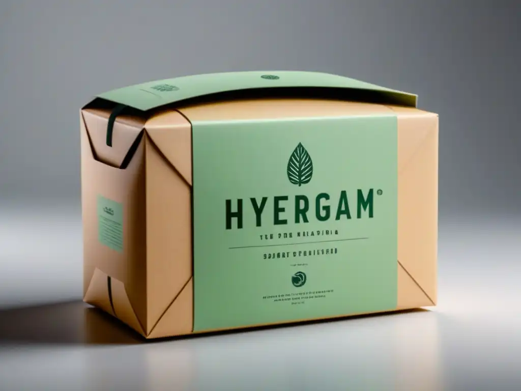 Diseño innovador ecofriendly reduce residuos, con patrón de hojas en relieve sobre packaging reciclado