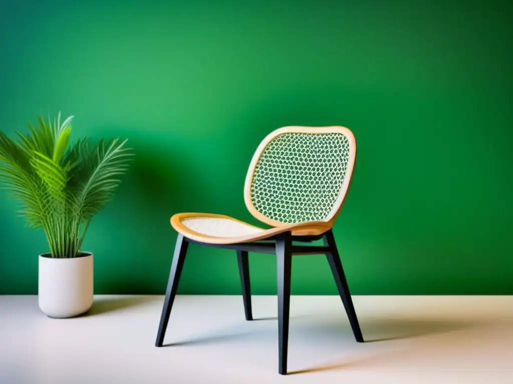 Un diseño sostenible en muebles destaca en la imagen, fusionando la naturaleza con la modernidad