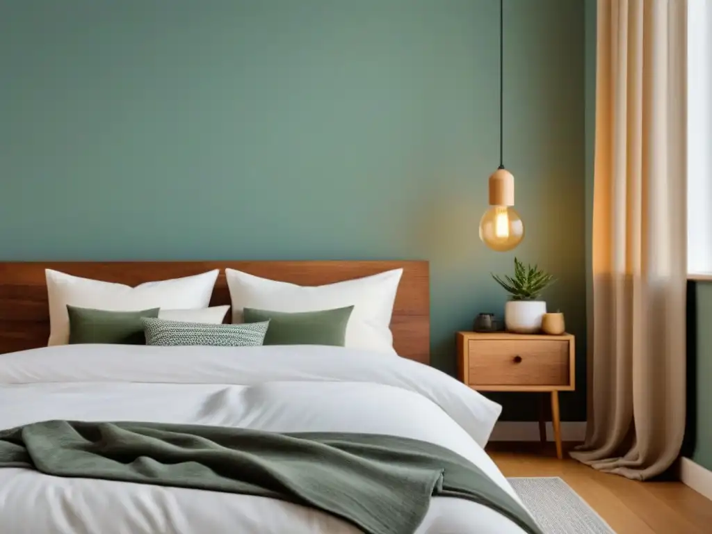 Un dormitorio minimalista y sostenible, invitando a rutinas zero waste para bienestar