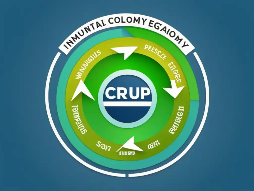 Implementación de economía circular en municipios: diagrama con procesos conectados en armonía y sostenibilidad